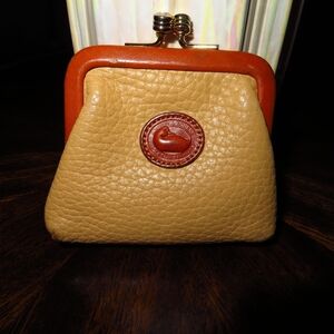 Dooney & Bourke Tan and Brown Leather Coin Purse